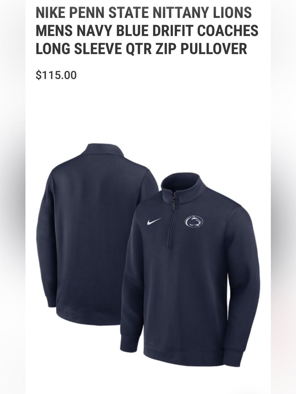 Nike Men’s Quarter zip Penn State
